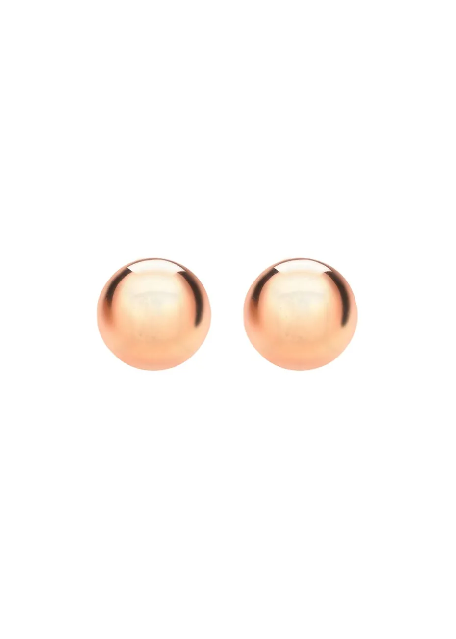Golden Moments Sterling Silver Rose Gold Plated Ball Studs (8mm)