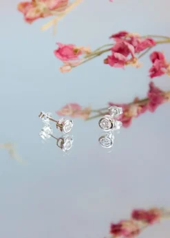 Golden Moments Sterling Silver CZ Stud Earrings
