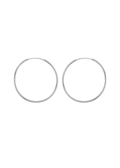 Golden Moments Sterling Silver Plain Hoop Earrings (35mm)