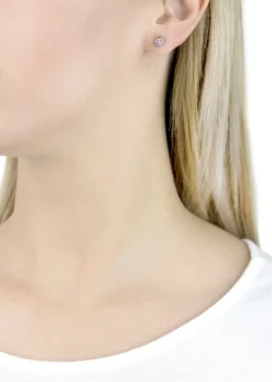 Golden Moments Sterling Silver Rose Gold Plated CZ Heart Stud Earrings