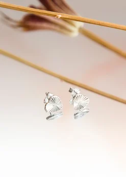 Golden Moments Sterling Silver CZ Concertinaed-Heart Stud Earrings