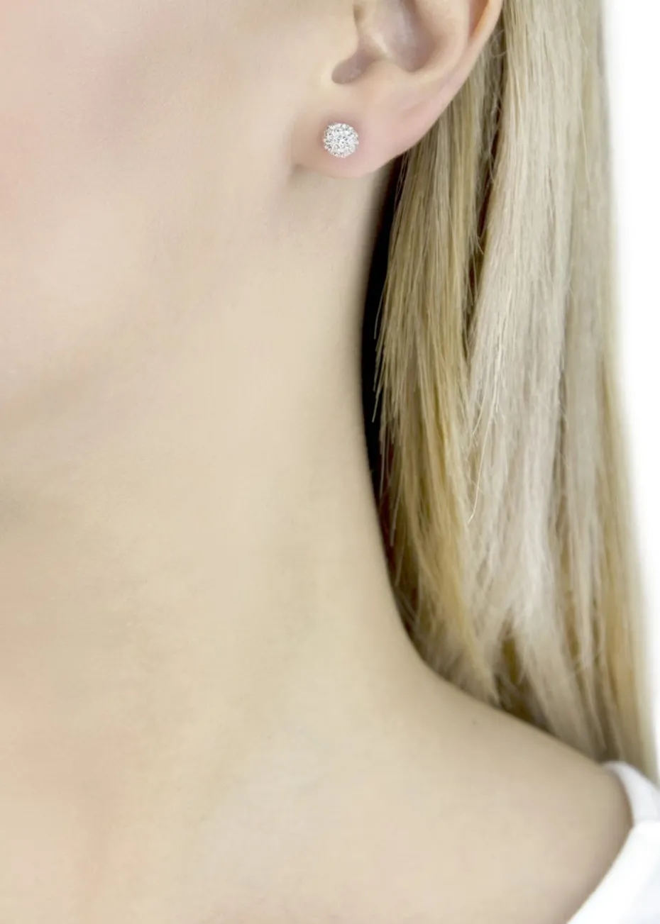 Golden Moments Sterling Silver Crystal Ball Stud Earrings