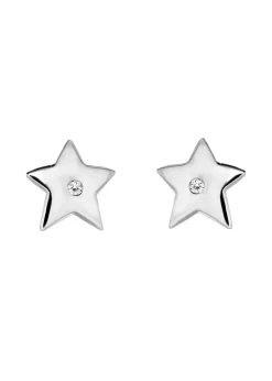 Golden Moments Sterling Silver Diamond Star Stud Earrings