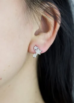 Golden Moments Sterling Silver CZ Star Earrings