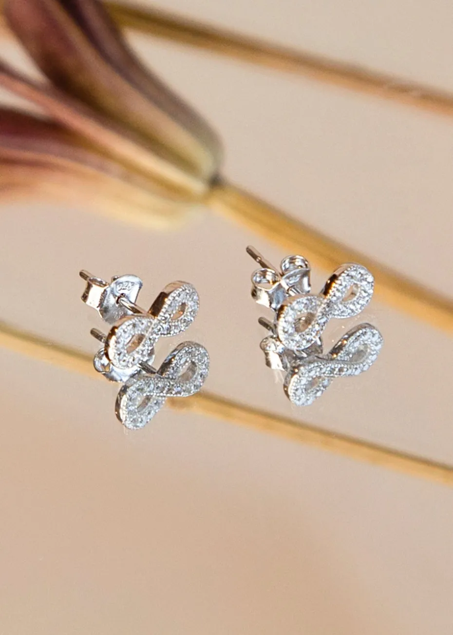 Golden Moments Sterling Silver CZ 'Infinity' Stud Earrings