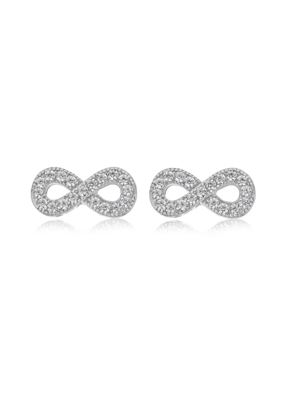 Golden Moments Sterling Silver CZ 'Infinity' Stud Earrings