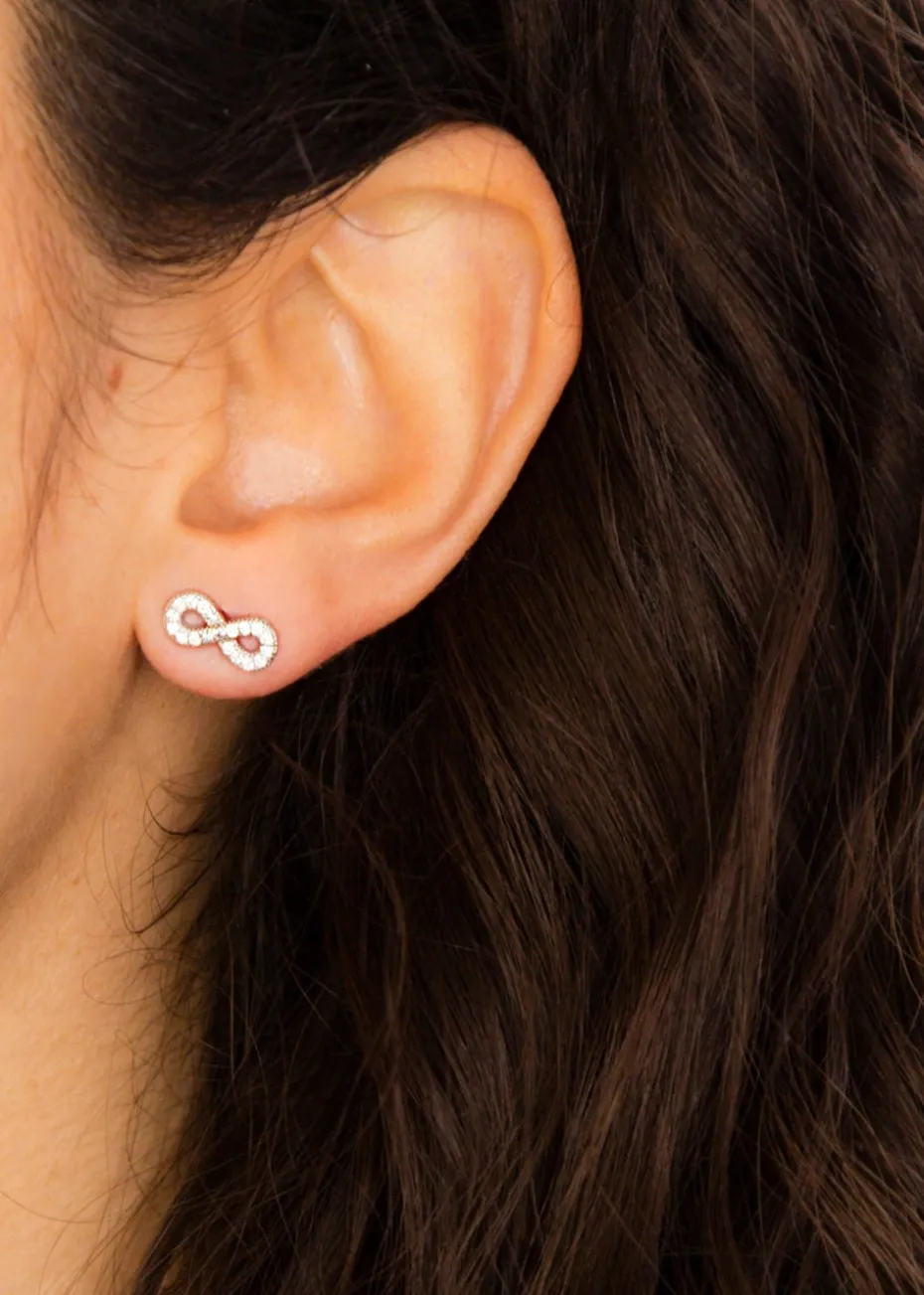 Golden Moments Sterling Silver CZ 'Infinity' Stud Earrings