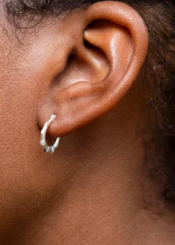 Golden Moments Sterling Silver 'Bamboo' Creole Earrings