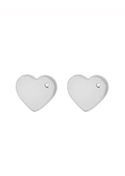 Golden Moments Sterling Silver CZ Polished 'Heart' Stud Earrings