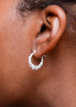 Golden Moments Sterling Silver Heart Hoop Earrings