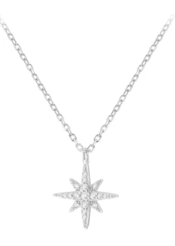 Golden Moments Sterling Silver Star with CZ Necklace