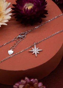 Golden Moments Sterling Silver Star with CZ Necklace