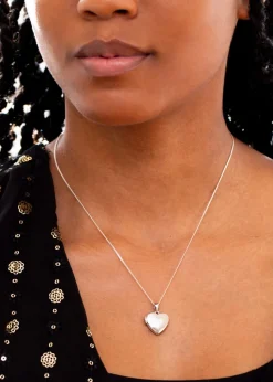 Golden Moments Sterling Silver Etched Heart Locket Necklace