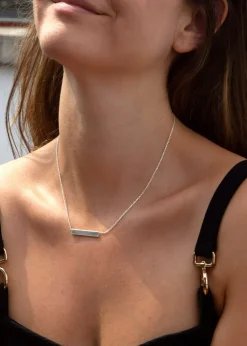 Golden Moments Sterling Silver Horizontal-Bar Necklace