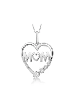 Golden Moments Sterling Silver CZ 'Mum' Heart Necklace