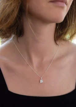 Golden Moments Sterling Silver Square CZ Necklace