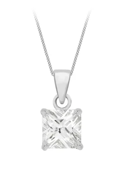 Golden Moments Sterling Silver Square CZ Necklace