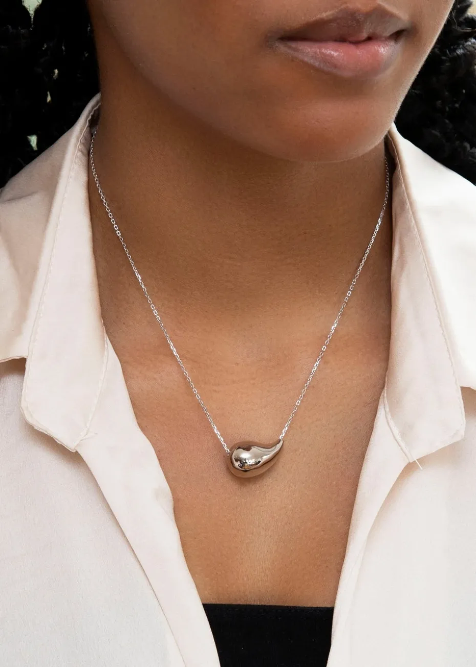 Golden Moments Sterling Silver Electroform Pear Slider Necklace