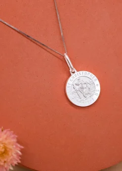 Golden Moments Sterling Silver St. Christopher Travel Necklace