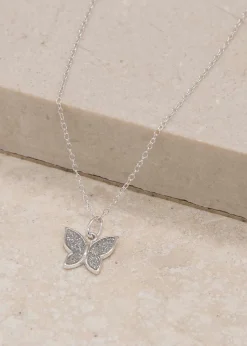 Golden Moments Sterling Silver Stardust Butterfly Necklace