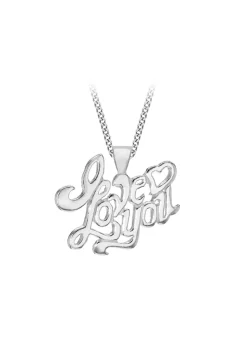 Golden Moments Sterling Silver Rhodium Plated 'I Love You' Pendant