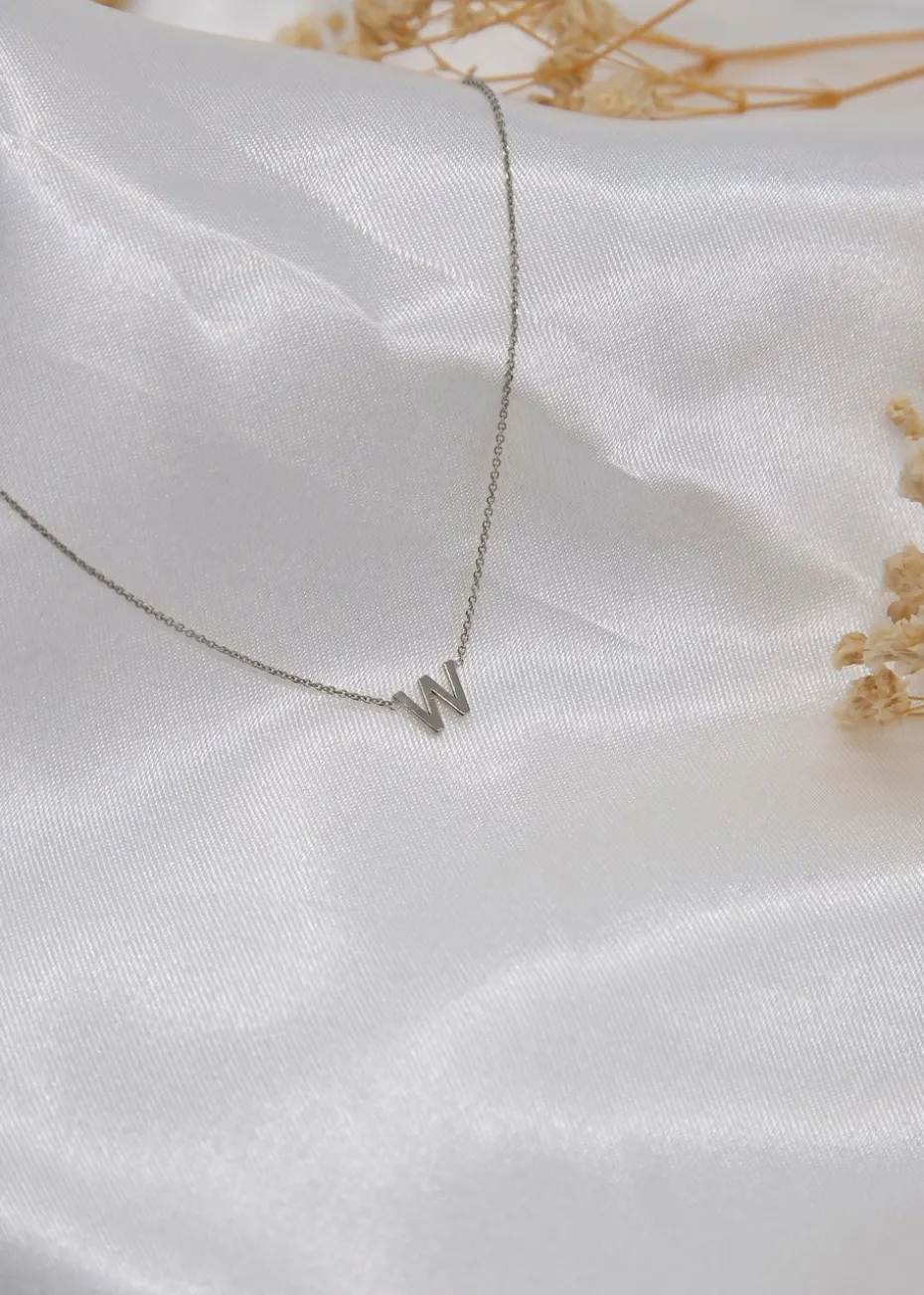 Golden Moments Sterling Silver 'W' Initial Necklace