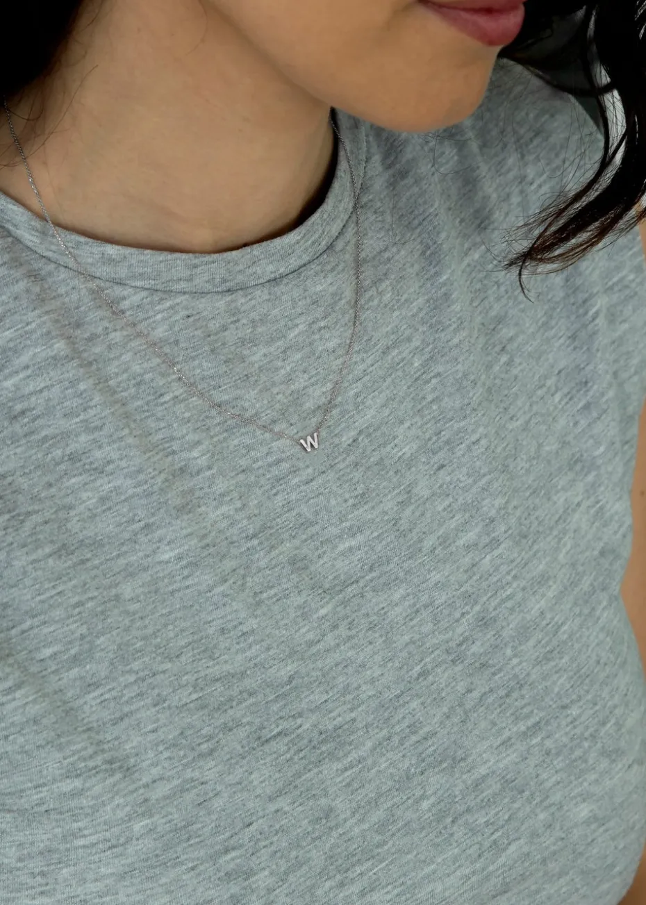 Golden Moments Sterling Silver 'W' Initial Necklace