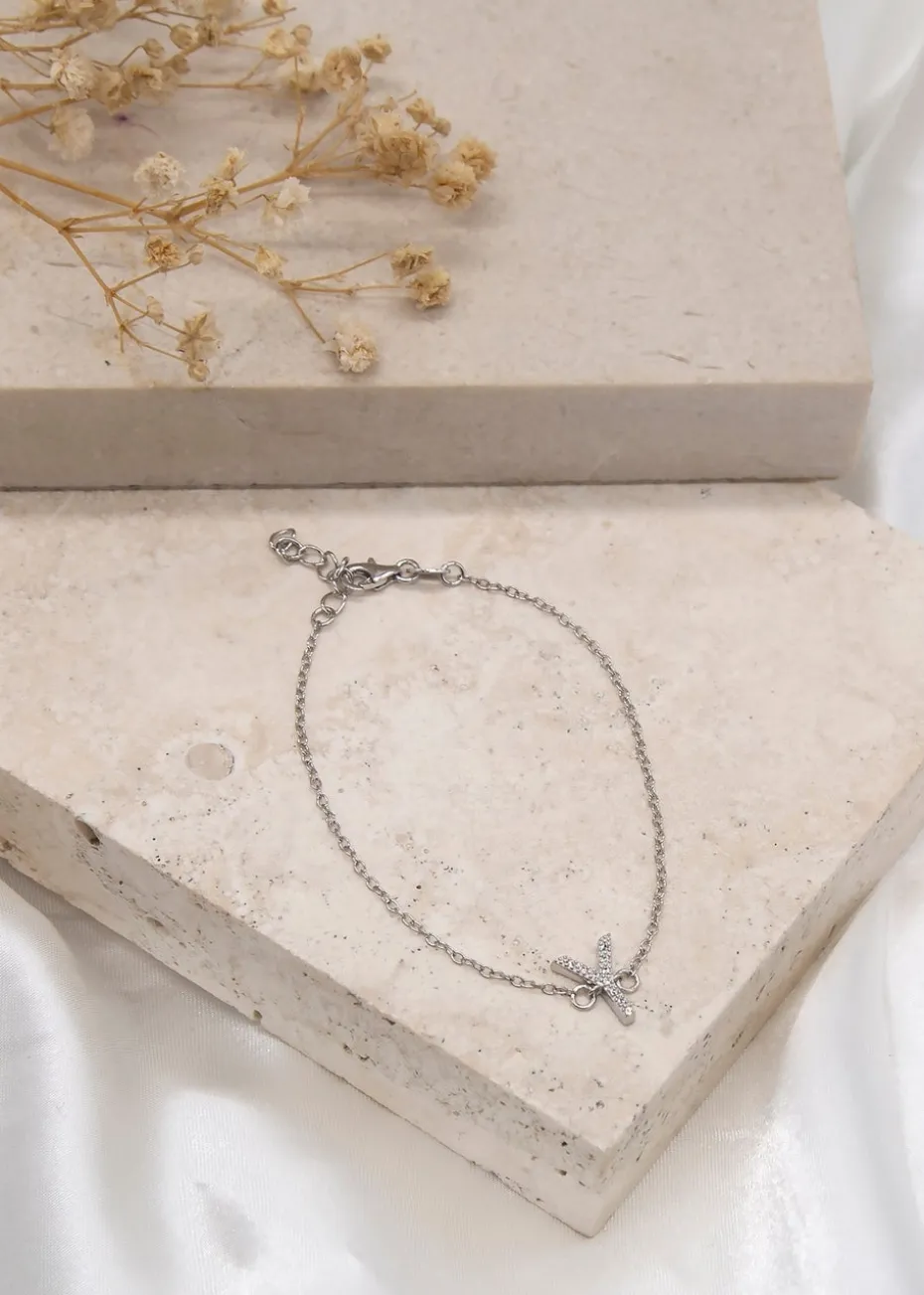 Golden Moments Sterling Silver CZ 'Y' Initial Bracelet