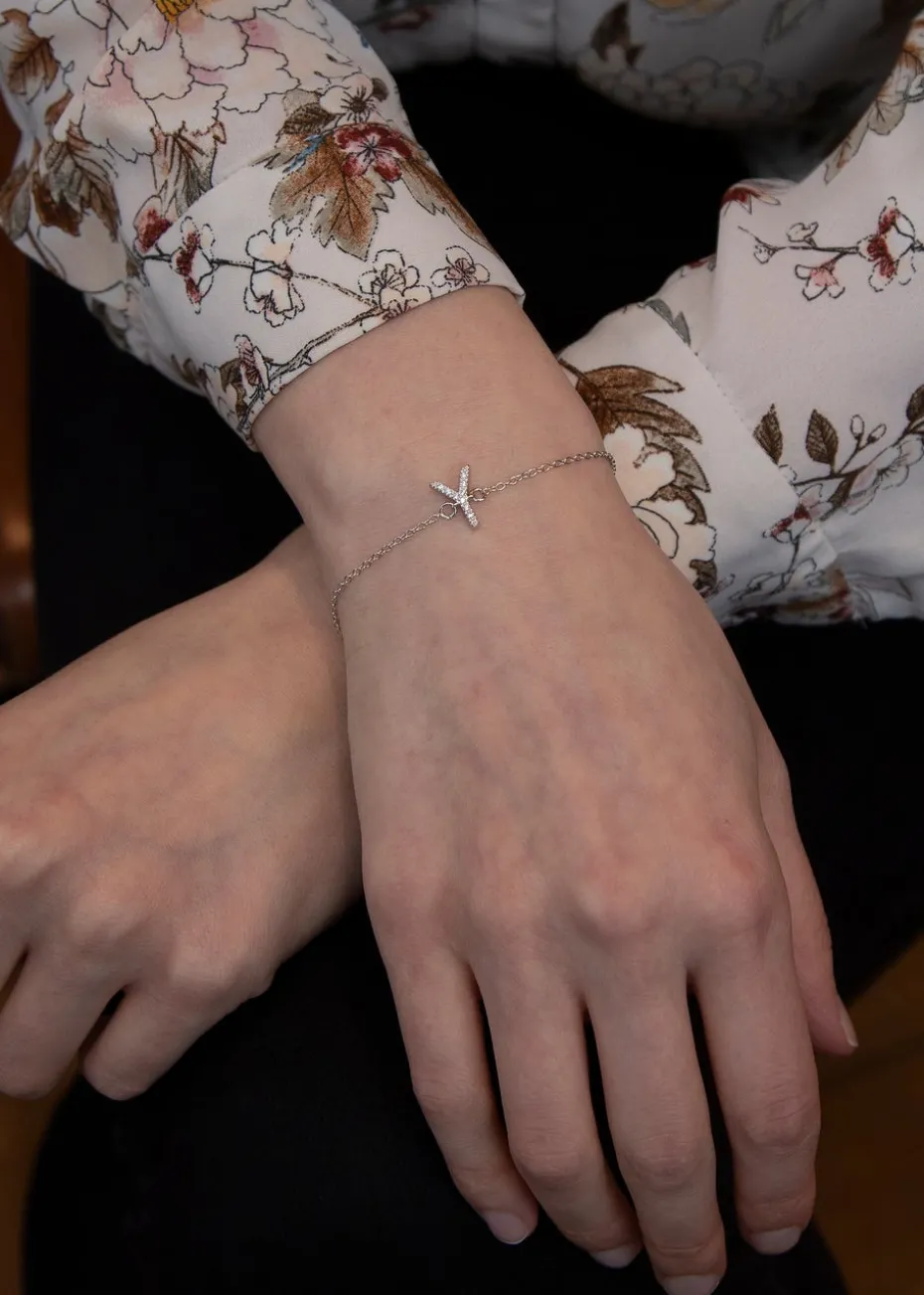 Golden Moments Sterling Silver CZ 'Y' Initial Bracelet