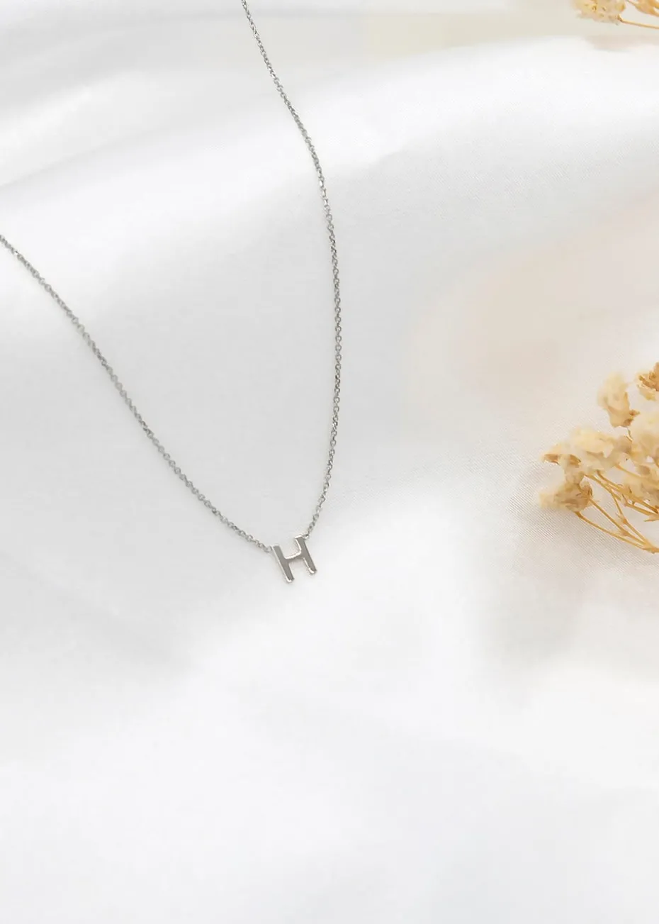 Golden Moments Sterling Silver 'H' Initial Necklace