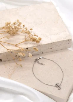 Golden Moments Sterling Silver CZ 'J' Initial Bracelet