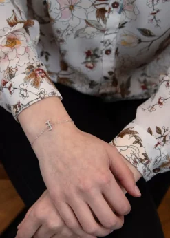 Golden Moments Sterling Silver CZ 'J' Initial Bracelet