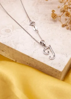 Golden Moments Sterling Silver Diamond 'J' Initial Necklace