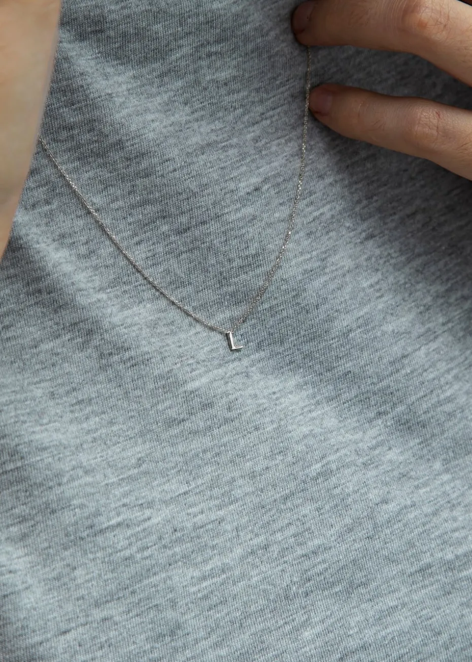 Golden Moments Sterling Silver 'L' Initial Necklace