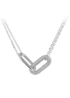Golden Moments Sterling Silver CZ Chain Link Necklace