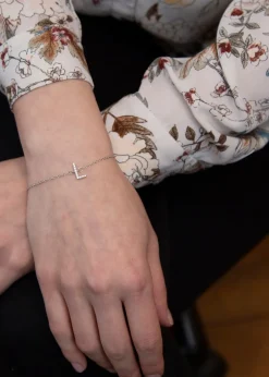 Golden Moments Sterling Silver CZ 'L' Initial Bracelet
