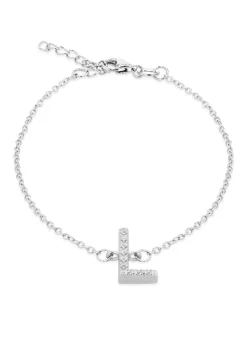 Golden Moments Sterling Silver CZ 'L' Initial Bracelet