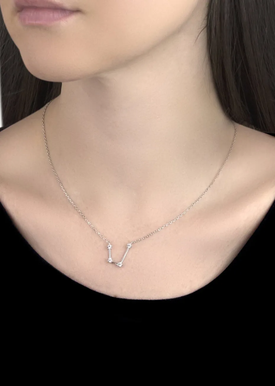 Golden Moments Sterling Silver Aquarius Star Constellation Necklace