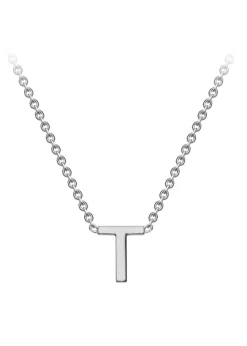 Golden Moments Sterling Silver 'T' Initial  Necklace