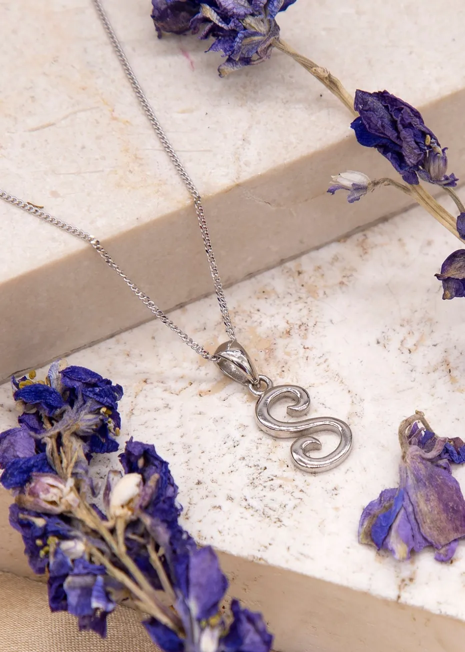 Golden Moments Sterling Silver Diamond 'S' Initial Necklace