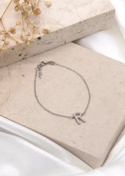 Golden Moments Sterling Silver CZ 'R' Initial Bracelet