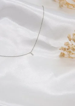 Golden Moments Sterling Silver 'I' Initial  Necklace