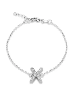 Golden Moments Sterling Silver CZ 'X' Initial Bracelet