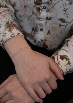 Golden Moments Sterling Silver CZ 'X' Initial Bracelet