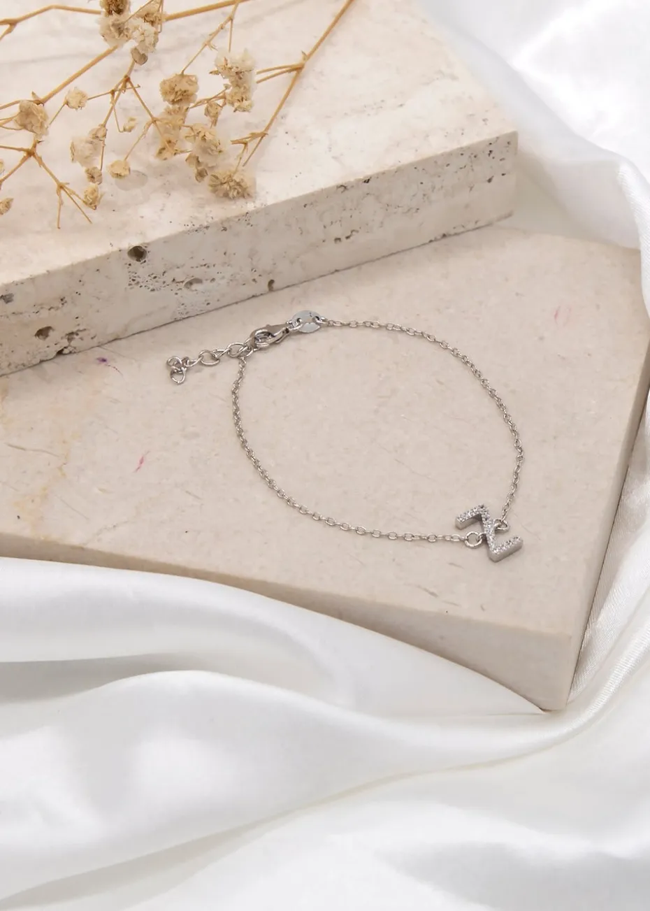Golden Moments Sterling Silver Diamond 'E' Initial Necklace
