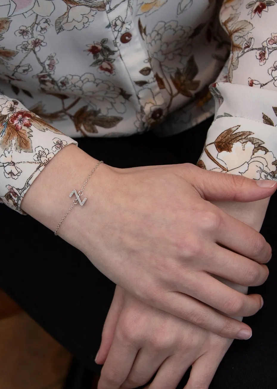 Golden Moments Sterling Silver Diamond 'E' Initial Necklace