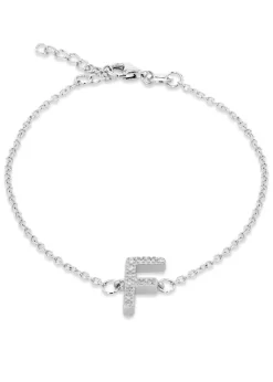 Golden Moments Sterling Silver Diamond 'W' Initial Necklace