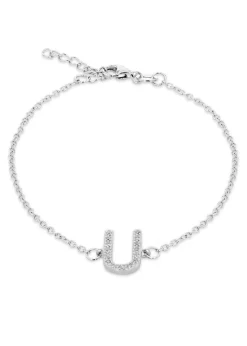 Golden Moments Sterling Silver Diamond 'I' Initial Necklace