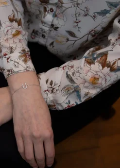 Golden Moments Sterling Silver CZ 'U' Initial Bracelet