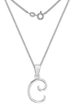 Golden Moments Sterling Silver Diamond 'C' Initial Necklace